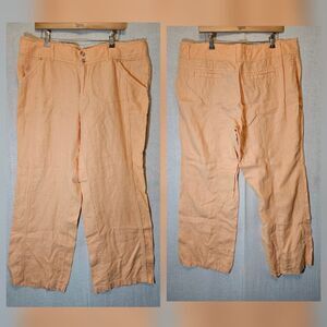 INC International Concepts Womens Linen Pants 18W Peach Melon Wide Leg Sparkle